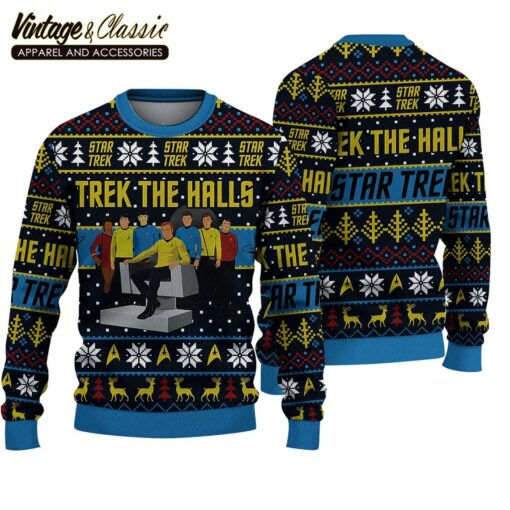 Trek the Halls Star Trek Sweatshirt Ugly Christmas Sweater