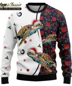 Turtle Christmas Light Ugly Christmas Sweater Sweatshirt front