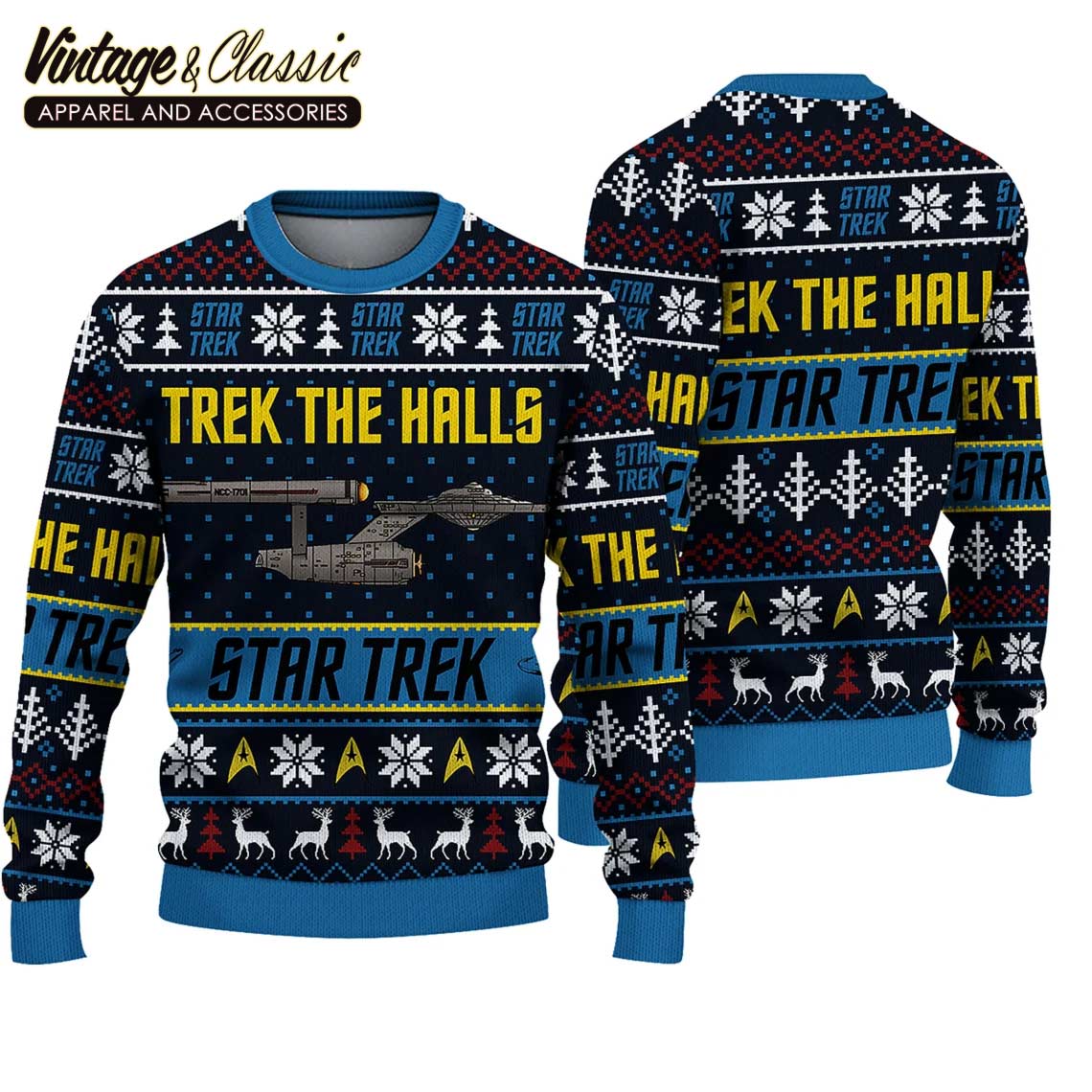 Star Trek Trek the Halls Christmas Jumper for Adults
