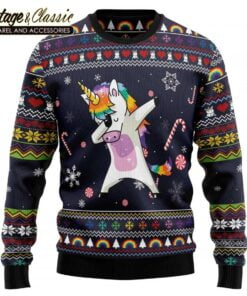 Unicorn Dab Ugly Christmas Sweater Xmas Sweatshirt front