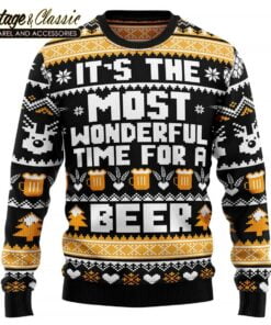 Wonderful Time For A Beer Ugly Christmas Sweater Xmas Sweatshirt front