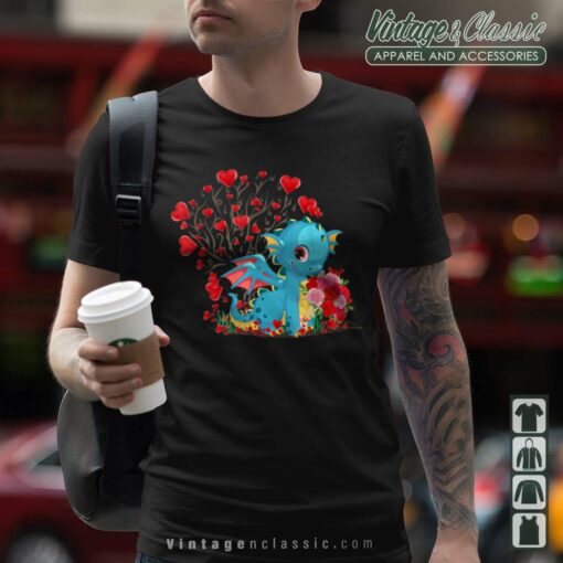 Dragon Valentines Day with Tree Hearts Shirt