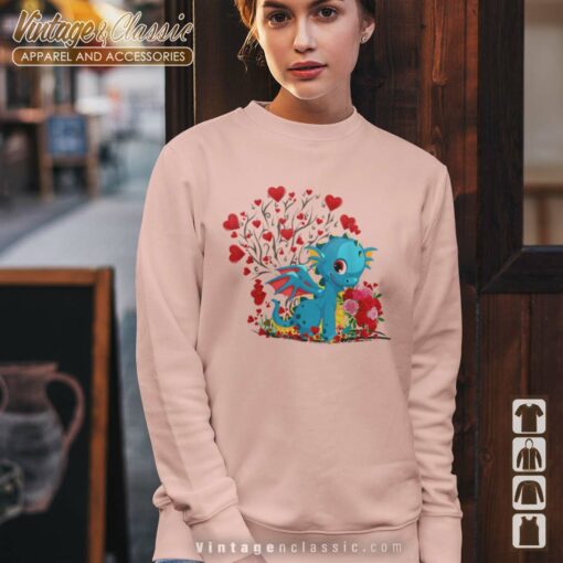 Dragon Valentines Day with Tree Hearts Shirt