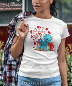 Dragon Valentines Day with Tree Hearts Tshirt