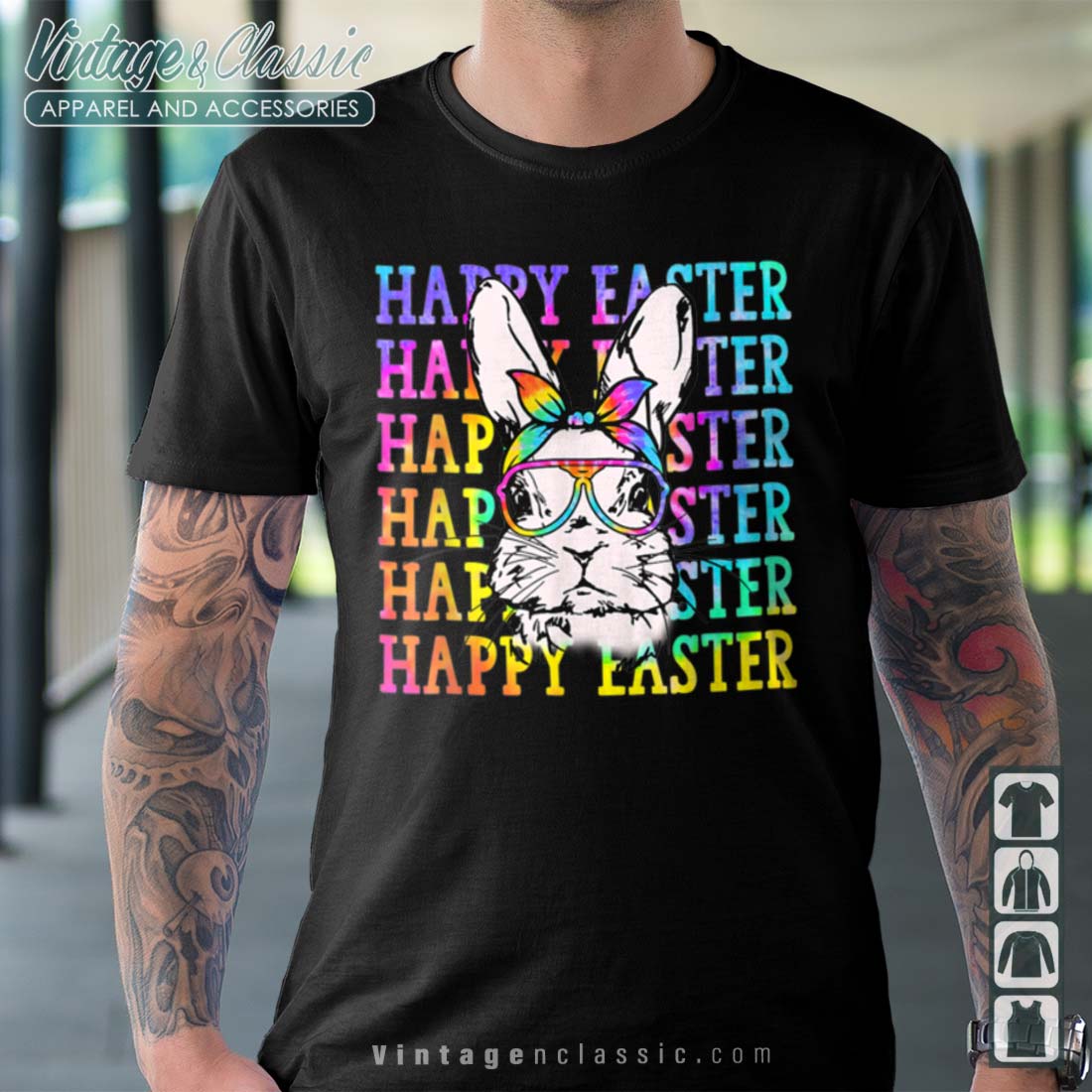 Happy Easter Day Cute Bunny Rabbit Face Shirt - Vintagenclassic Tee