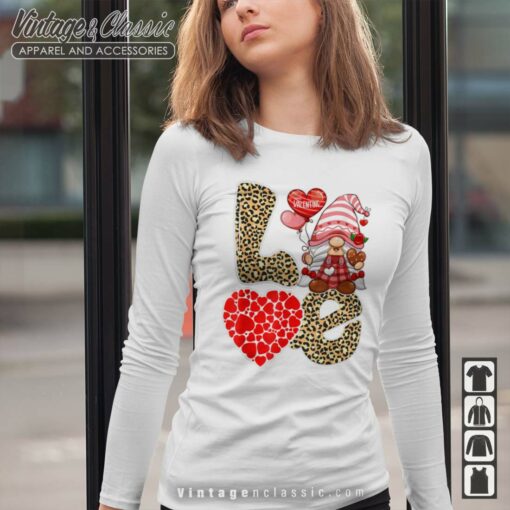 Love Heart Gnome Leopard Cheetah Valentines Shirt