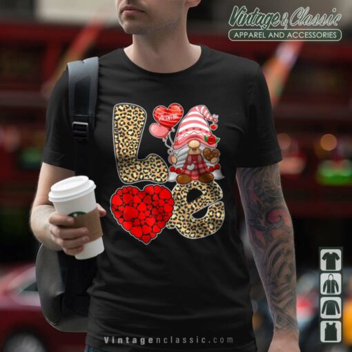 Love Heart Gnome Leopard Cheetah Valentines Shirt