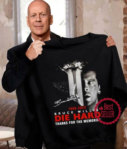 Die Hard Bruce Willis Signature, Thanks For The Memories 1988 2022 Shirt
