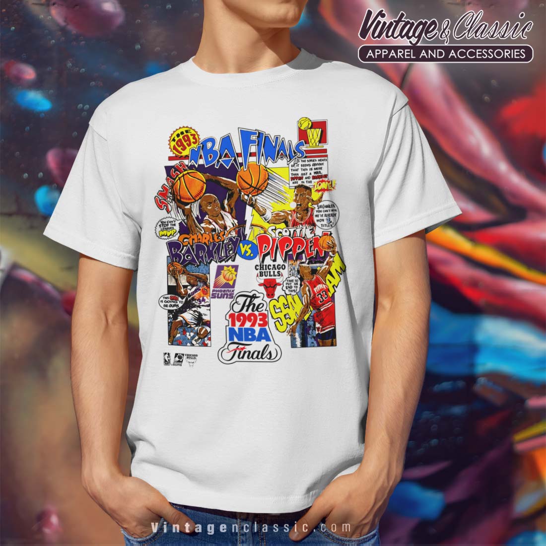 Vintage 1993 NBA All Star Caricature T-Shirt Basketball Jordan