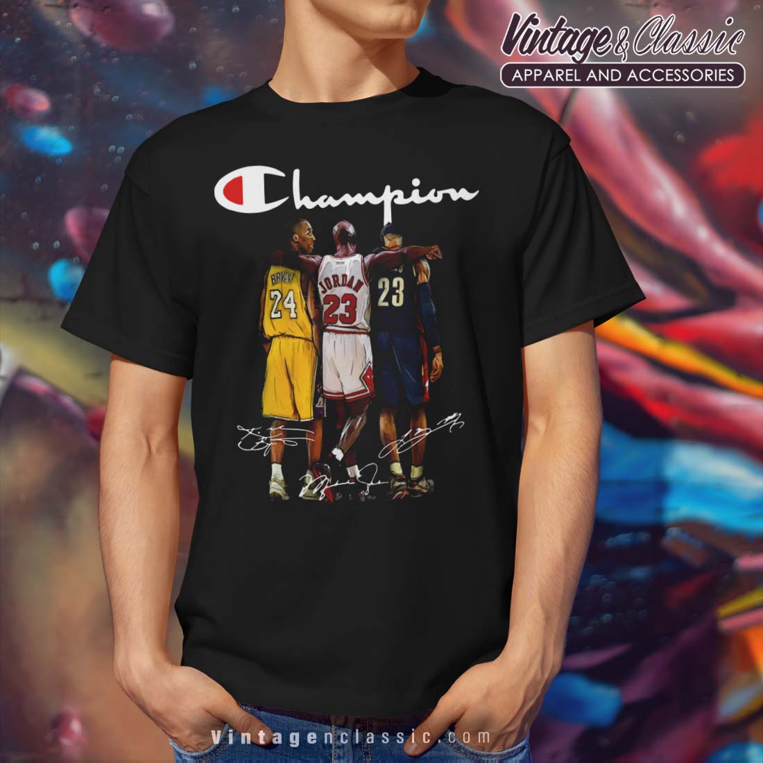Champion LeBron James Kobe Bryant Michael Jordan Signatures Shirt ...
