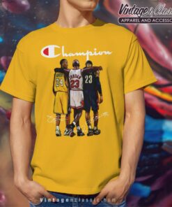 Champion LeBron James Kobe Bryant Michael Jordan Signatures Yellow T Shirt