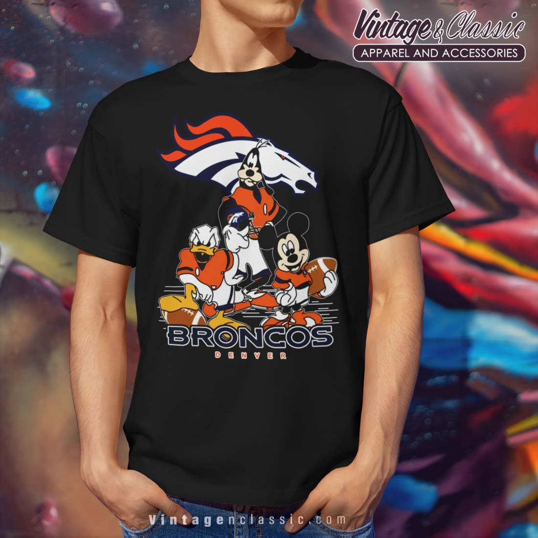 Denver Broncos Mickey Mouse Donald Duck Goofy Shirt - High-Quality