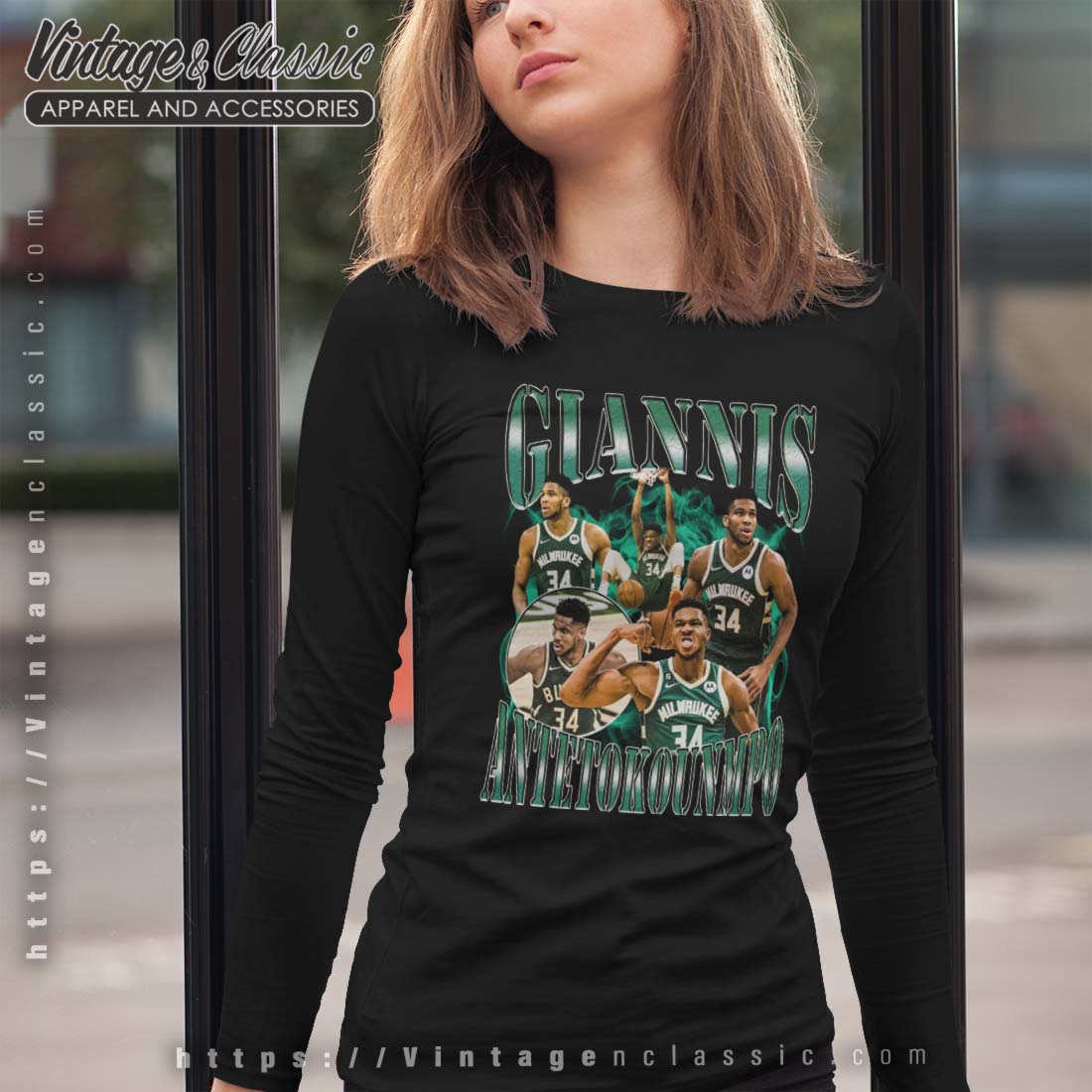 Milwaukee Bucks Shirt Giannis Antetokounmpo Long Sleeve NBA Apparel