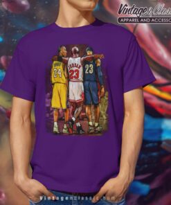 Kobe Bryant Michael Jordan Lebron James Graphic Purple T Shirt