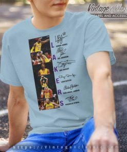 Lakers Lebron James Magic Johnson Kobe Bryant Elgin Signature Light Blue T Shirt