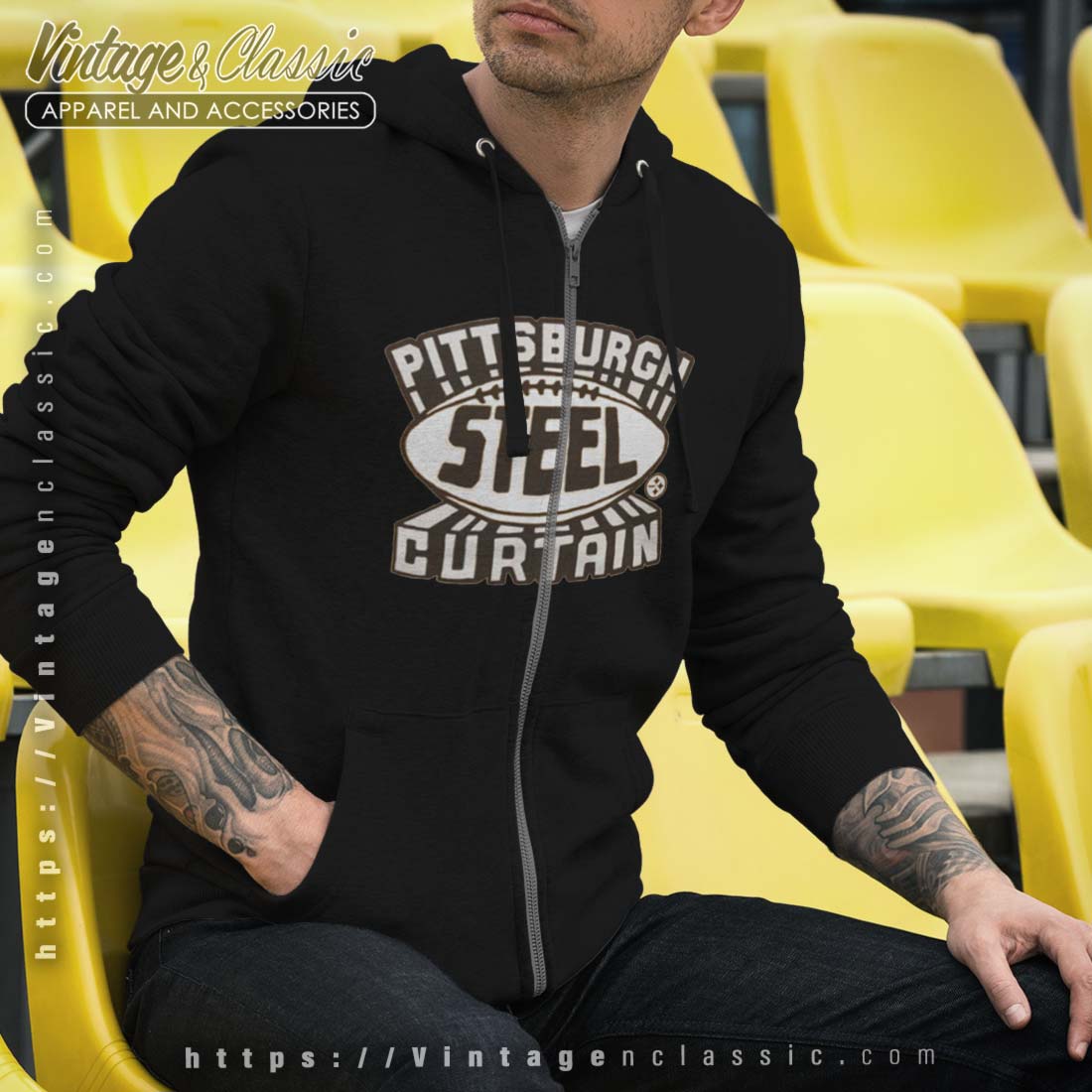 Pittsburgh Steelers Black STEEL CURTAIN Pullover Sweatshirt