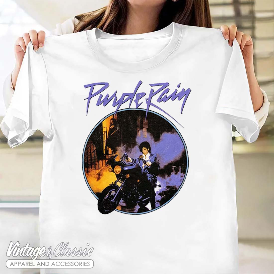 Prince Vintagenclassic T Singer Rain Shirt Album Legend Cover Music Purple Tee -