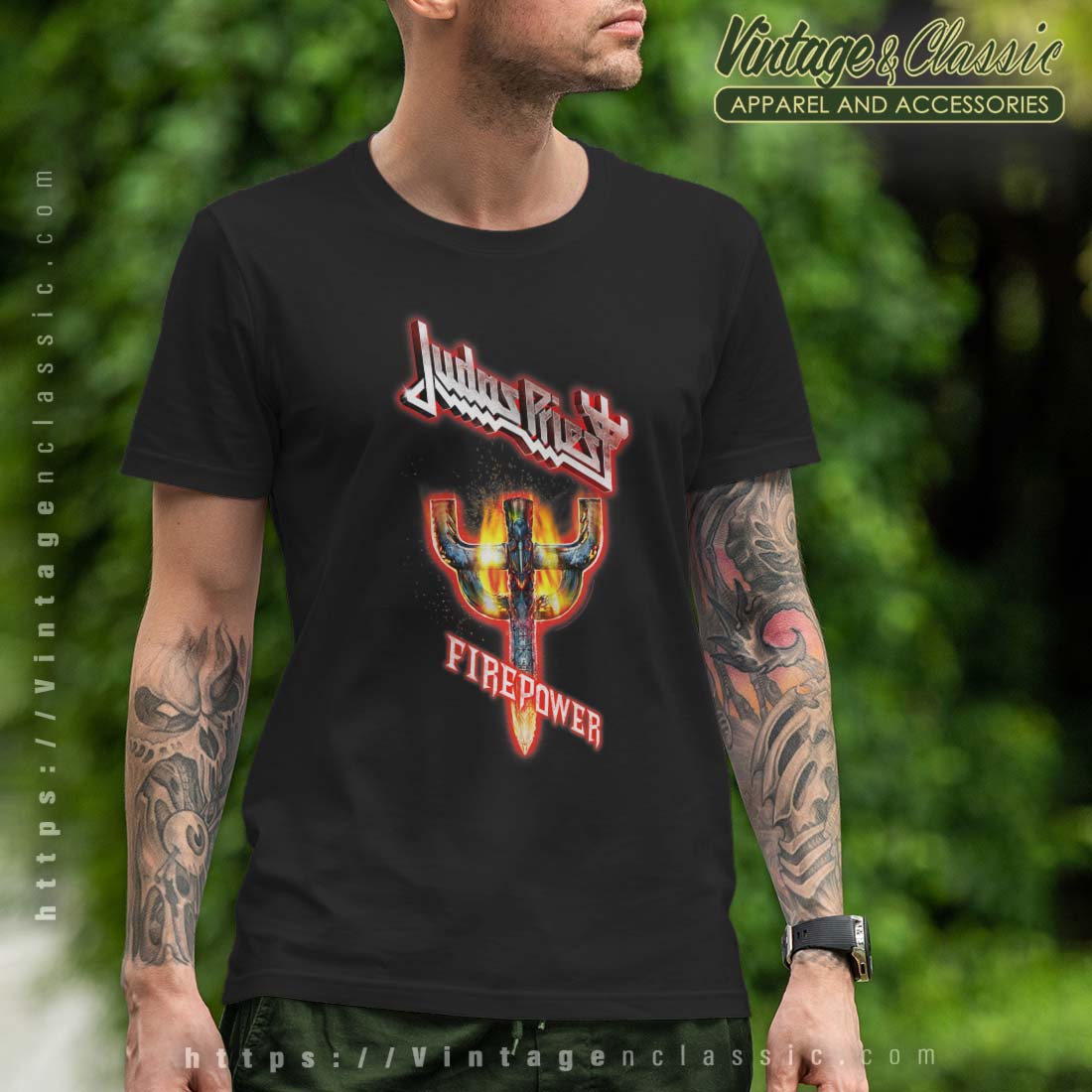 Judas Priest Firepower Emblem Shirt - Vintagenclassic Tee