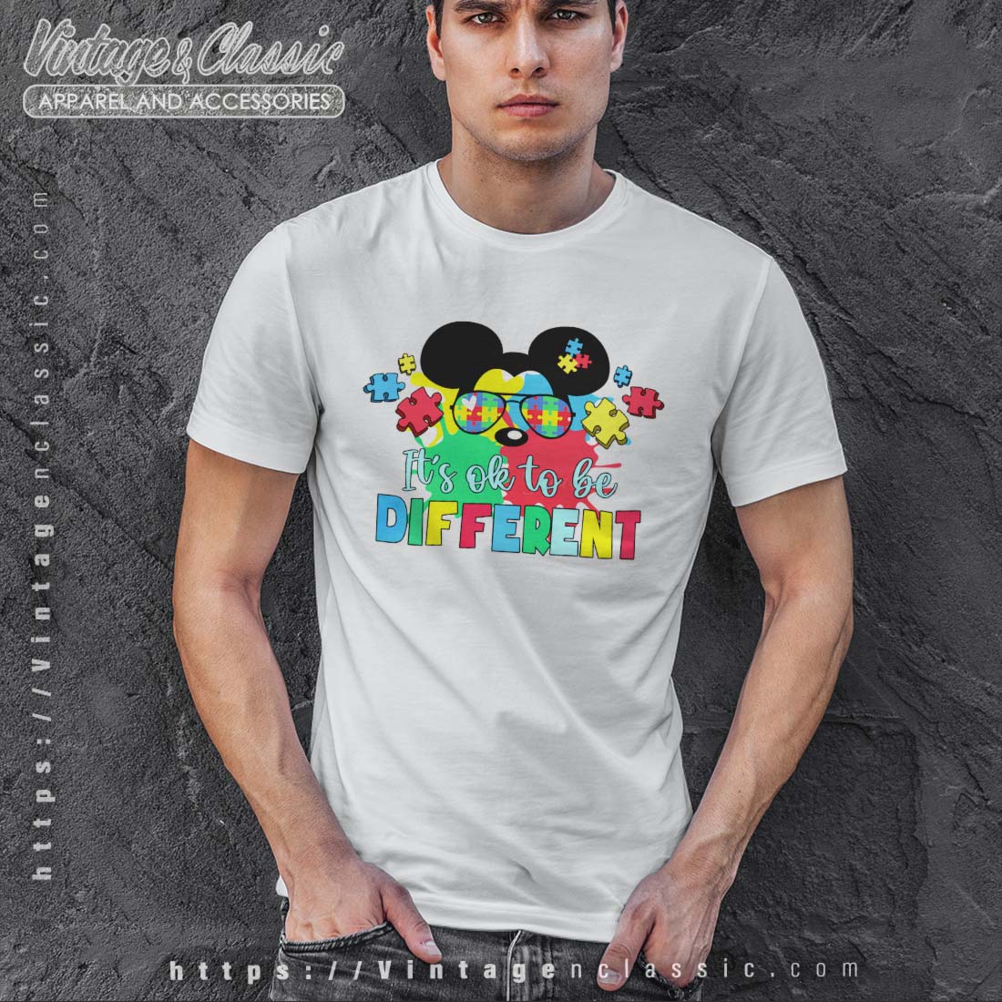 Mickey Ok To Be Different Autism Shirt, Disney Autism - Vintagenclassic Tee