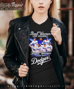 Real Women Love Baseball Smart Women Love The Dodgers Vneck