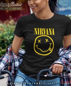 Smiley Band Logo Nirvana Tshirt Women 1