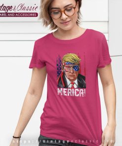 Trump 4th of July Merica Shirt USA American Flag Tshirt Women