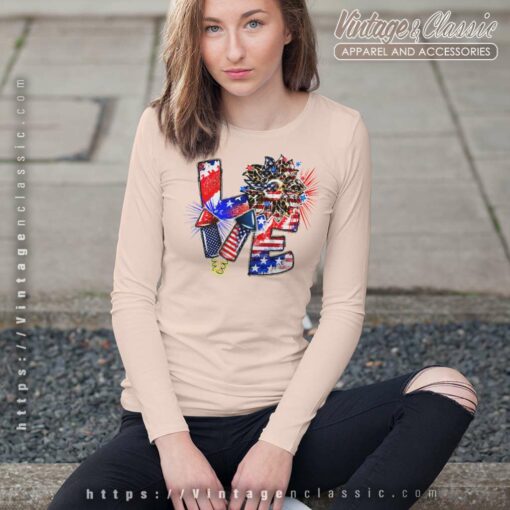 4th Of July Love Sunflower Shirt, Independence Day Tshirt