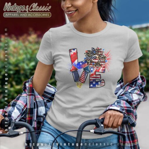 4th Of July Love Sunflower Shirt, Independence Day Tshirt