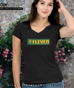 7 Eleven Pac Man Logo V Neck TShirt