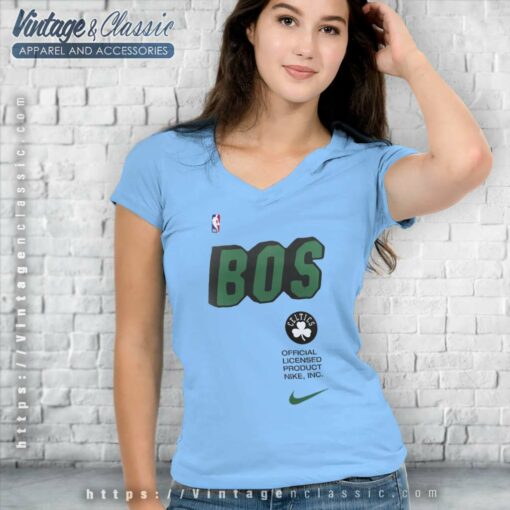 Boston Celtics Nike NBA Playoff Shirt, Big BOS Logo Tshirt