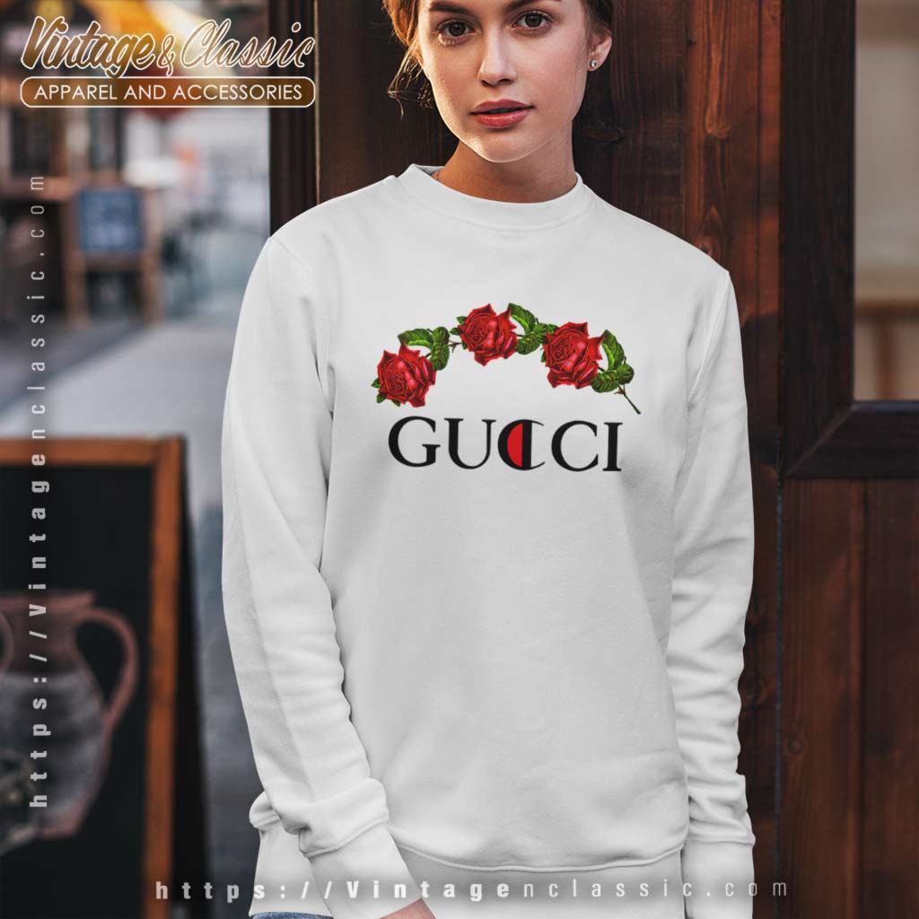 Gucci And Roses Shirt, Gucci Flower Shirt - High-Quality Printed