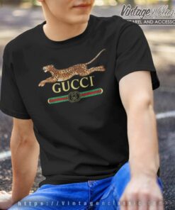 Gucci Logo With Leopard T Shirt