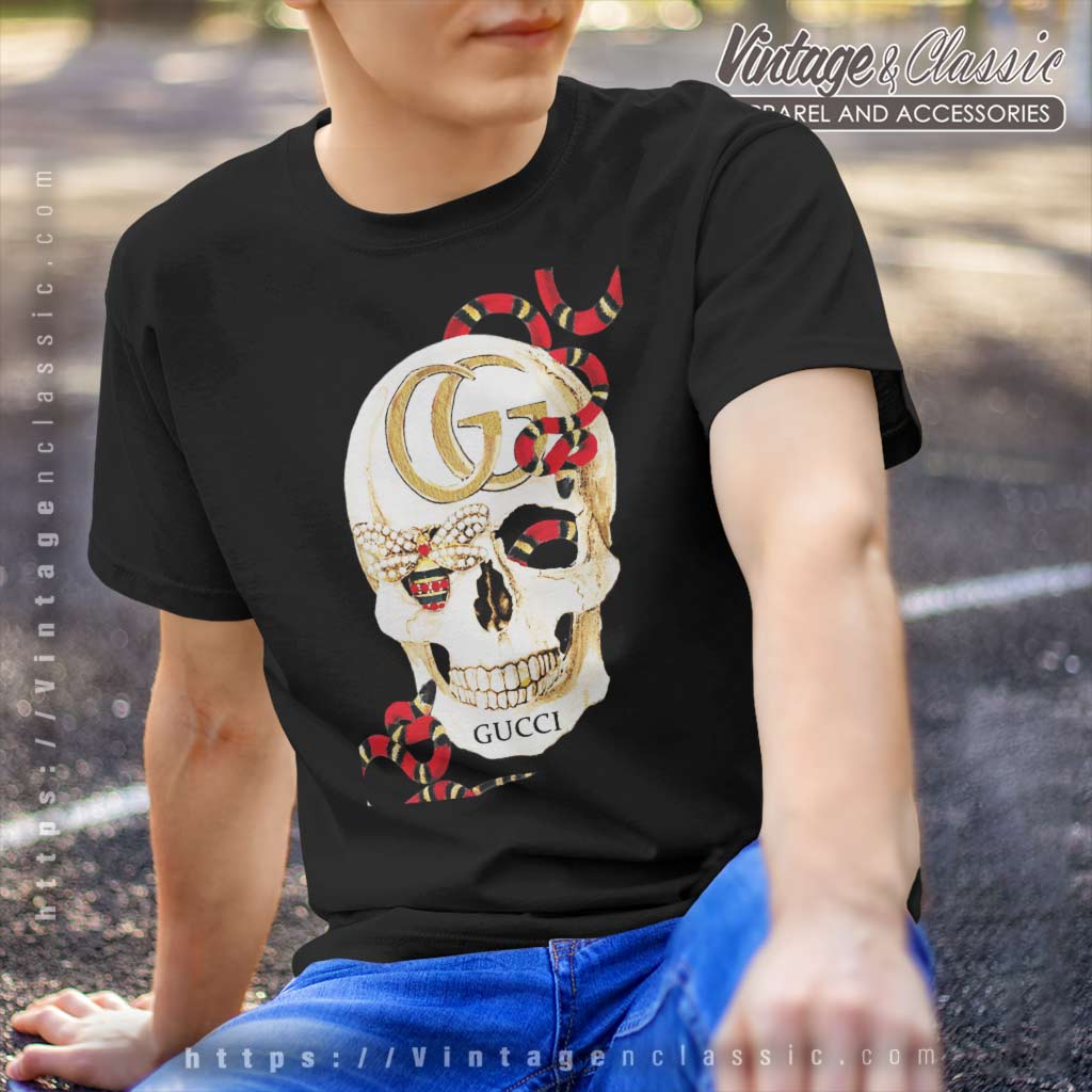 Gucci Skull With Snake And Bee Luxury Shirt - High-Quality Printed