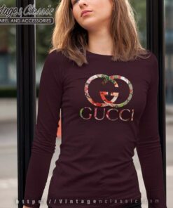 Luxury Gucci Floral Logo Long Sleeve Tee
