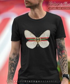 Luxury Gucci Gold Butterfly Logo T Shirt