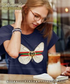 Luxury Gucci Gold Butterfly Logo Women TShirt