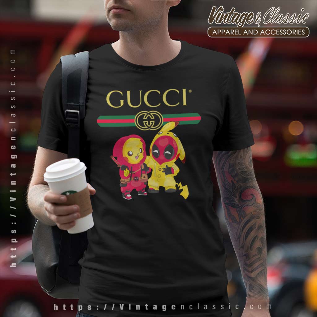 Forfølgelse Nerve nøgen Pikachu And Deadpool Gucci Shirt - Vintagenclassic Tee
