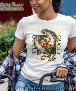 Tigers Fighting Gucci Luxury Brand Women TShirt
