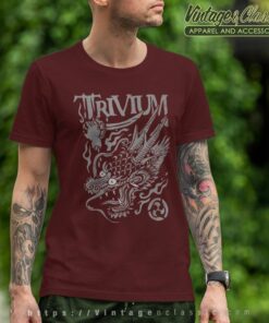 Trivium Screaming Dragon Black And White T Shirt