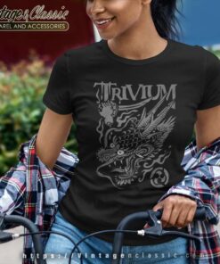 Trivium Screaming Dragon Black And White Women TShirt