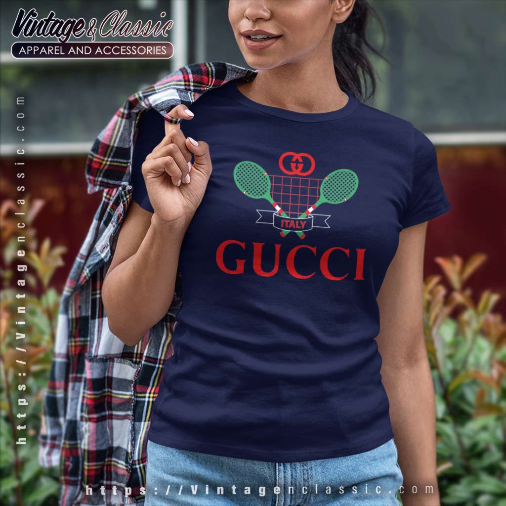 Vintage 80s Gucci Tennis Shirt - High-Quality Printed Brand