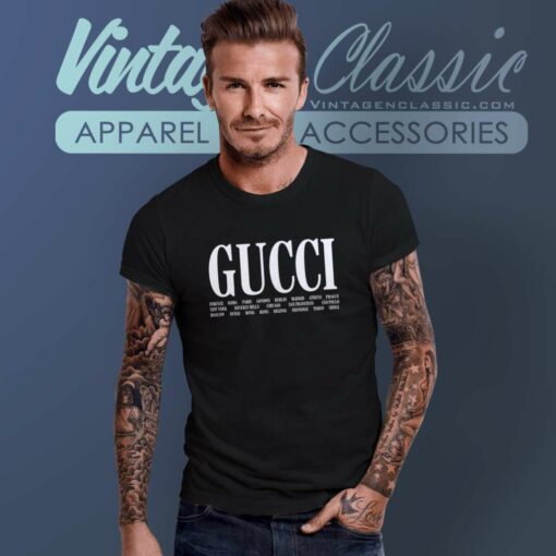 White Gucci Cities logo Shirt