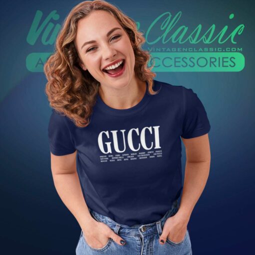 White Gucci Cities logo Shirt