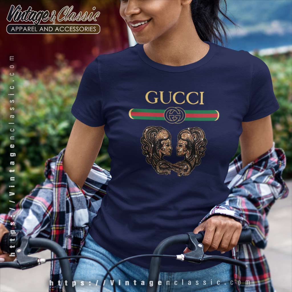 Luxury Zodiac Gemini Gucci Logo Shirt - Vintagenclassic Tee