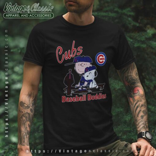 Snoopy Charlie Brown Baseball Buddies Chicago Cubs Shirt