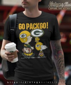 Snoopy Charlie Brown Go Pack Go Green Bay Packers T Shirt