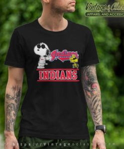 Snoopy Woodstock Cleveland Indians T Shirt