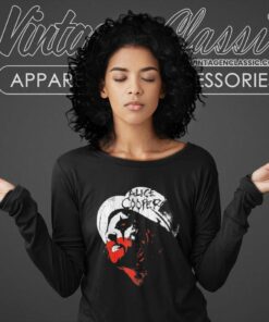 Alice Cooper Shirt Top Hat Red And White Long Sleeve Tee