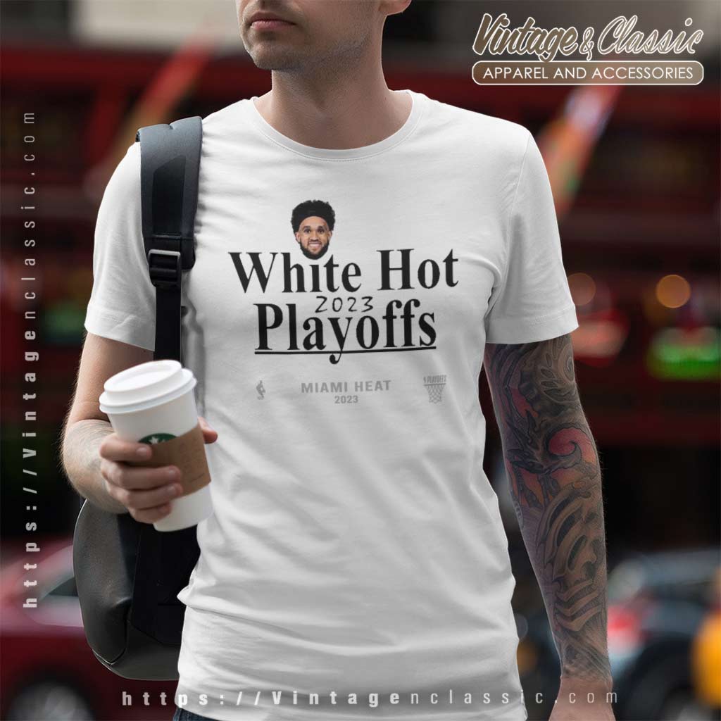 Official Derrick White Miami Heat White Hot 2023 NBA Playoffs T