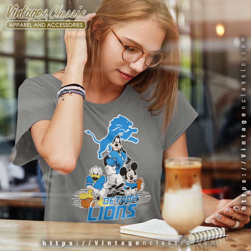 NFL Football Detroit Lions Cheerful Mickey Mouse Shirt Women's T-Shirt